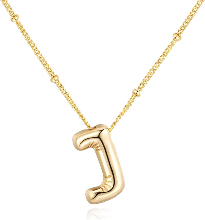 Glossy Bubble Initial Necklace