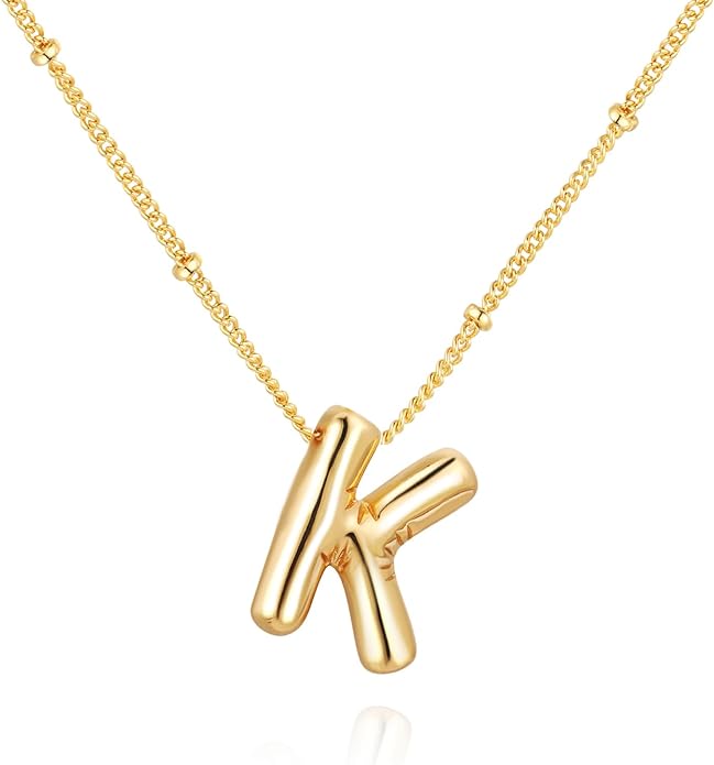Glossy Bubble Initial Necklace