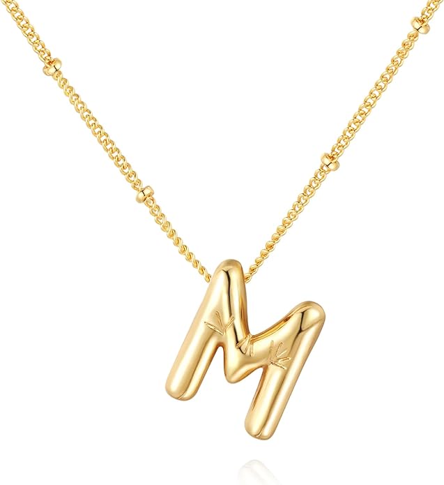 Glossy Bubble Initial Necklace