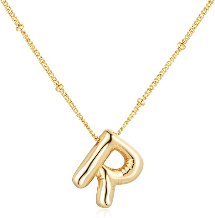 Glossy Bubble Initial Necklace