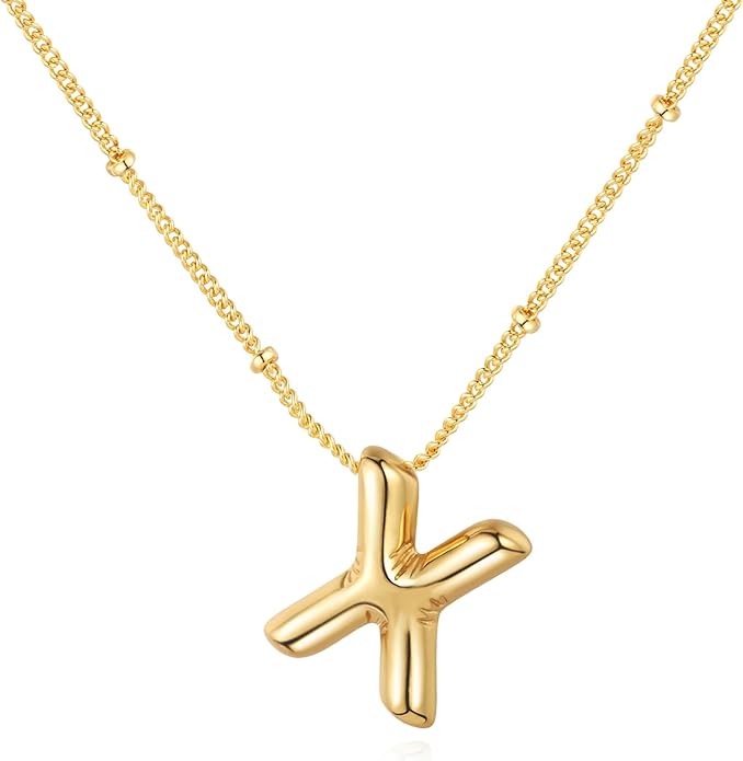 Glossy Bubble Initial Necklace