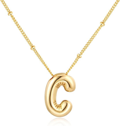 Glossy Bubble Initial Necklace