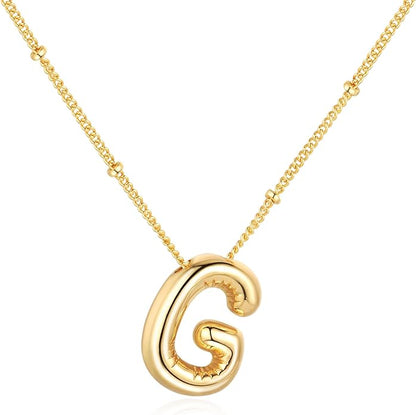 Glossy Bubble Initial Necklace