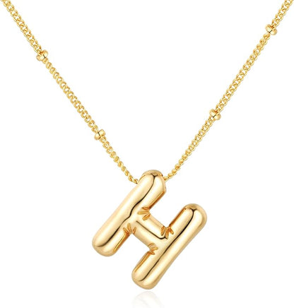 Glossy Bubble Initial Necklace