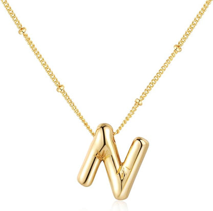 Glossy Bubble Initial Necklace