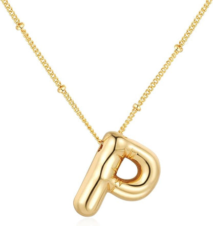 Glossy Bubble Initial Necklace