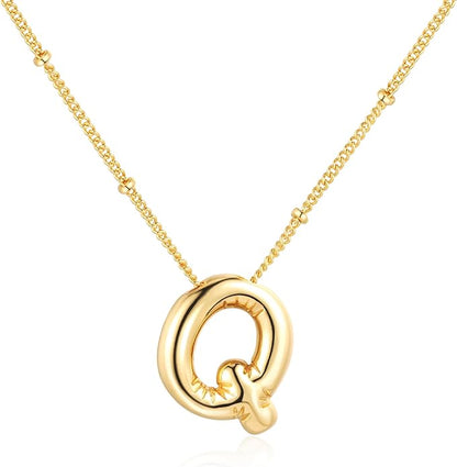 Glossy Bubble Initial Necklace