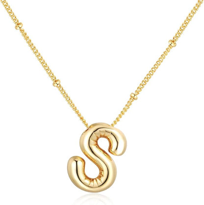 Glossy Bubble Initial Necklace