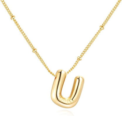 Glossy Bubble Initial Necklace