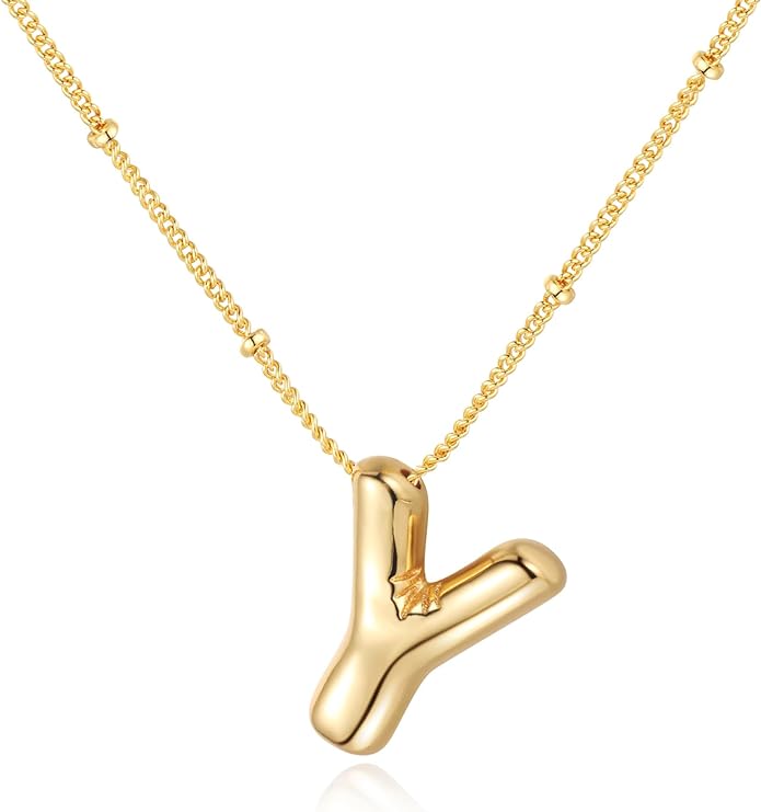 Glossy Bubble Initial Necklace