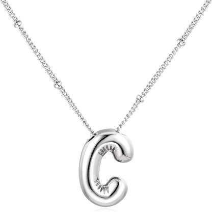 Glossy Bubble Initial Necklace