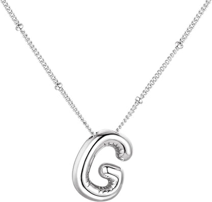 Glossy Bubble Initial Necklace