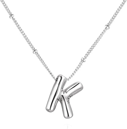 Glossy Bubble Initial Necklace