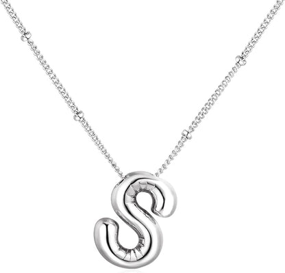 Glossy Bubble Initial Necklace